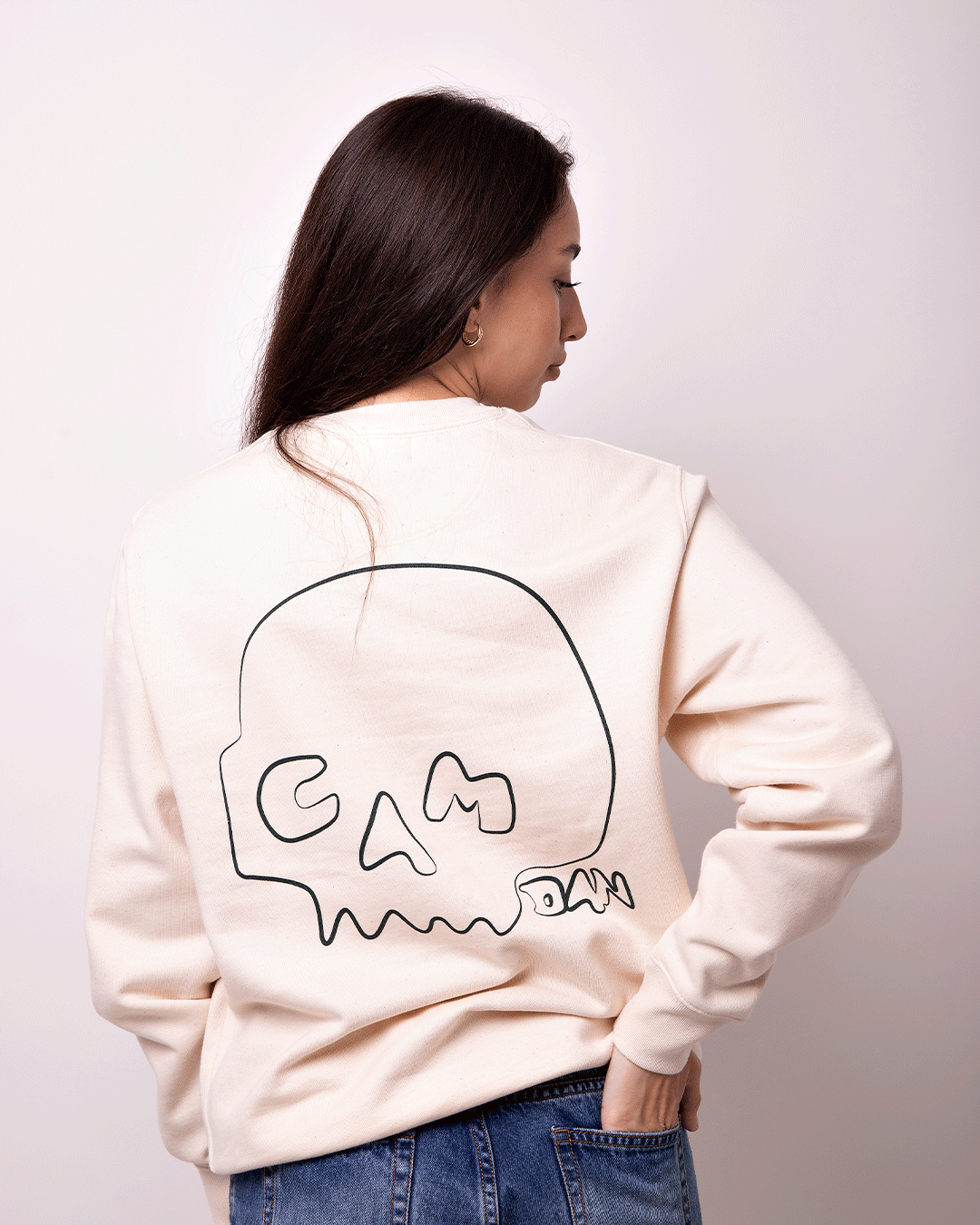 Sudadera Calavera Beige